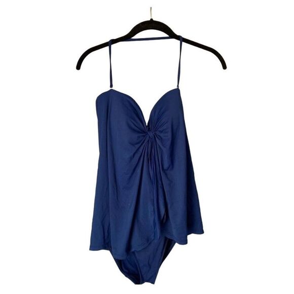 Lauren Ralph Lauren navy blue front twist one piece swimsuit size 8 ￼ - Picture 1 of 6